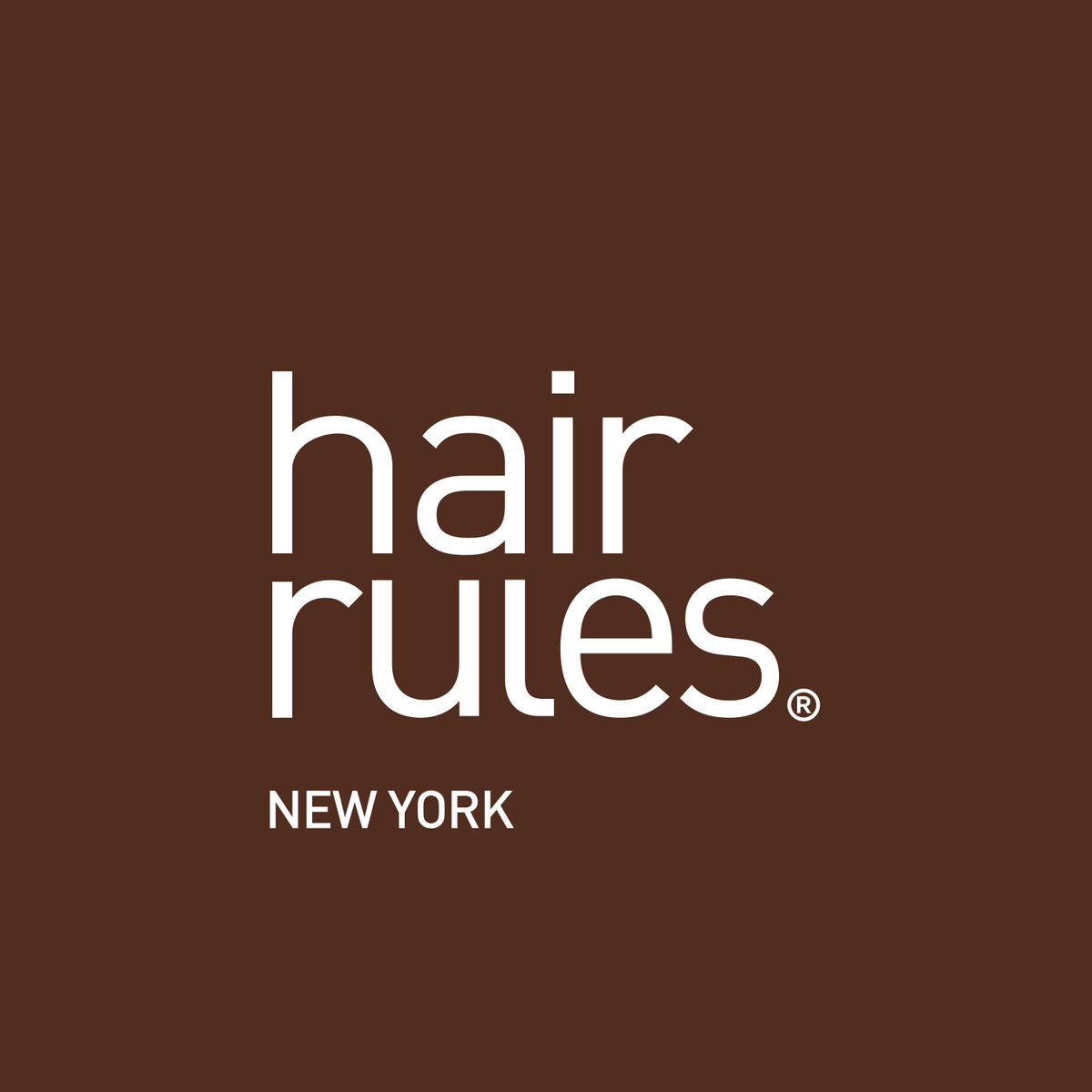 Hair Rules, New York logo displayed on a brown background.
